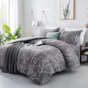Grey Boughs Design Microfiber Duvet Cover Set